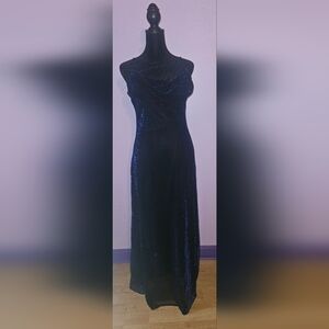 Elegant Black and Blue Sequin Gown